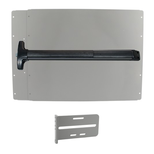 Lockey PS42SL7 Panic Shield Value Kit (Silver) - Shield, Black Panic Bar, Strike Bracket