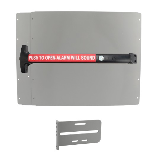 Lockey PS43SW7 Panic Shield Value Kit (Silver) - Shield, Black Panic Bar, Strike Bracket