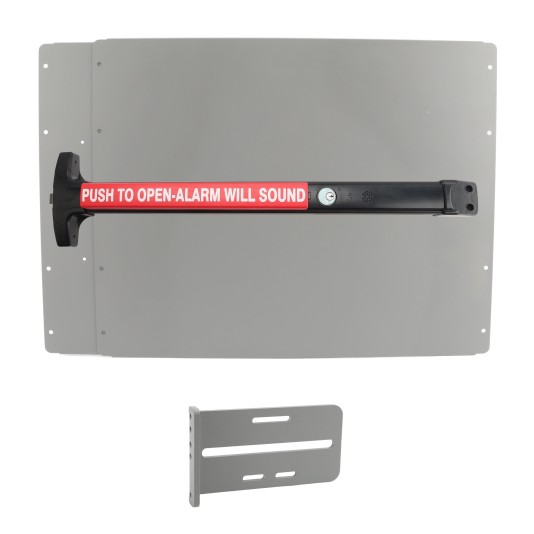 Lockey PS43SLW7 Panic Shield Value Kit (Silver) - Shield, Black Panic Bar, Strike Bracket
