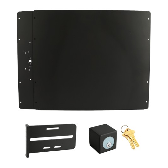 Lockey PS50B Panic Shield Safety Kit (Black) - Shield, Strike Bracket, Key Cylinder Box, Key Cylinder