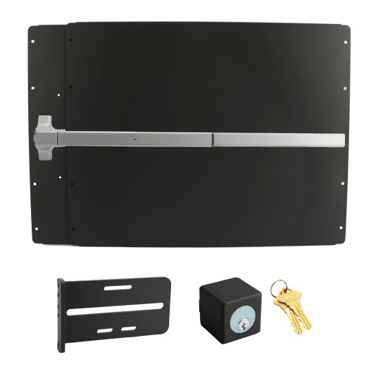 Lockey PS51BL Panic Shield Safety Kit (Black) - Shield, Panic Bar, Strike Bracket, Key Box, Key Cylinder