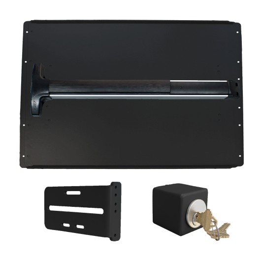 Lockey PS52B7 Panic Shield Safety Kit (Black) - Shield, Panic Bar, Strike Bracket, Key Box, Key Cylinder