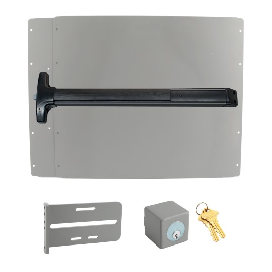 Lockey PS52S7 Panic Shield Safety Kit (Silver) - Shield, Panic Bar, Strike Bracket, Key Box, Key Cylinder