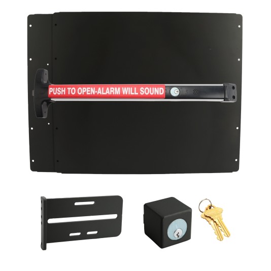 Lockey PS53B Panic Shield Safety Kit (Black) - Shield, Panic Bar, Strike Bracket, Key Box, Key Cylinder