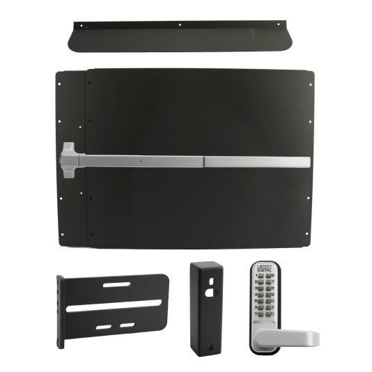 Lockey PS61BL Panic Shield Security Kit (Black) - Shield, Panic Bar, Strike Bracket, Gate Box, Panic Trim, Max Guard