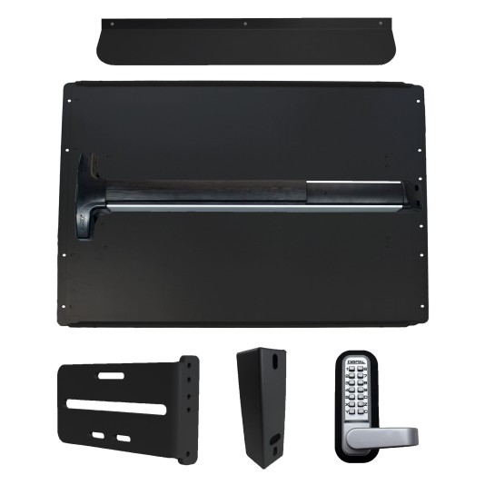 Lockey PS62B7 Panic Shield Security Kit (Black) - Shield, Black Panic Bar, Strike Bracket, Gate Box, Panic Trim, Max Guard