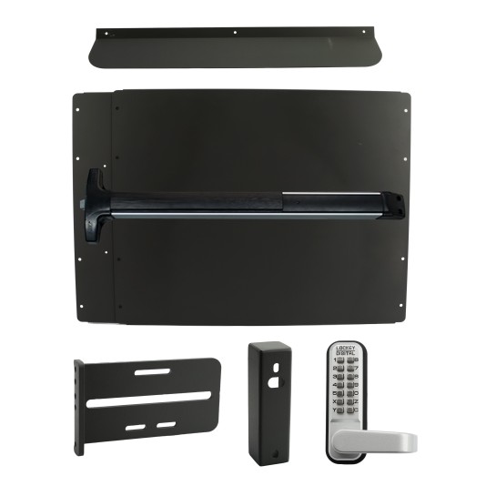 Lockey PS62BL Panic Shield Security Kit (Black) - Shield, Panic Bar, Strike Bracket, Gate Box, Panic Trim, Max Guard