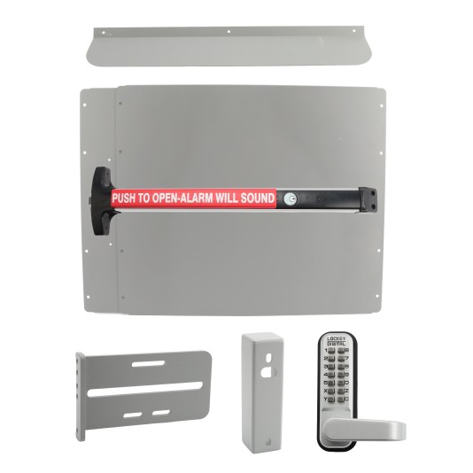 Lockey Panic Shield Security Kit w/ Panic Bar - Choose Color & Detex V-40xEBxW Panic Bar Type