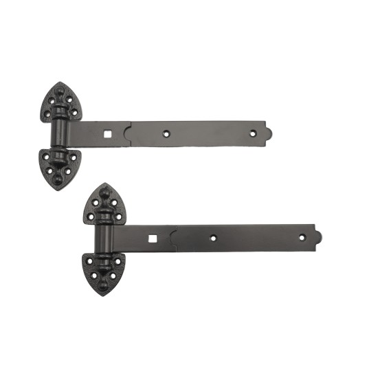 Nationwide 12" Pair of Rustic Powder Coated Strap Hinges - Black - RUSH112-BK