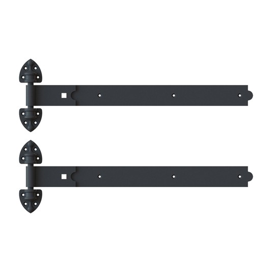 Nationwide 12" Pair of Rustic Powder Coated Strap Hinges - Black - RUSH112-BK