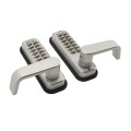 Lockey 2985 Keyless Double Combination Deadlocking Spring Latch Lock with Key Override for Sliding Doors - Satin Chrome Marine Grade