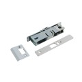 Lockey 2985 Keyless Deadlocking Spring Latch Lock with Key Override for Sliding Doors - Satin Chrome Marine Grade