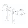 Handle set with rounded corners in anodized aluminum with fixed and/or rotating action - uncoated aluminium