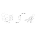 Symmetric 1-1/4" - 1-1/4" cylinder, keyed alike