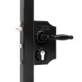 Surface mounted gate lock for Square 1-1/2" to 2-1/2" profiles in RAL 9010, 3006M - Aluminum handle pair & Cylinder: VSZ - Keyed to differ