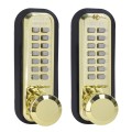 Lockey 2830DC Series Mechanical Keyless Knob-Style Double Combination Lock With Passage Function (Bright Brass, Double Combination) - 2830-BB-DC