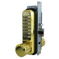 Lockey 2930 Series Mechanical Keyless Narrow Stile Knob Lock With Passage Function (Bright Brass, Single Combination) - 2930-BB-SC