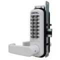 Lockey 2985 Series Mechanical Keyless Narrow Stile Lever-Handle Lock With Passage Function (White, Single Combination) - 2985-WH-SC