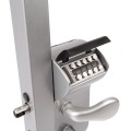 VINCI - Surface mounted mechanical code lock for Square 3/8" profiles in silver with 3006C - Aluminium handle pair & Cylinder: VSZ - Keyed to differ