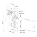 VINCI - Surface mounted mechanical code lock for Square 1-1/2" to 2-1/2" profiles in silver with 3006C - Aluminium handle pair & Cylinder: VSZ - Keyed to differ