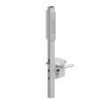 VOLTA - Surface mounted lock with external battery powered keypad for Square 1-1/2" to 2-1/2" profiles. Lockbox: silver, Keypad: double sided & Silver, Handles: 3006D - Aluminium handle pair, Cylinder: VCA - Keyed to differ