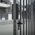 VOLTA - Surface mounted lock with external battery powered keypad for Square 2-1/2" to 3" profiles. Lockbox: RAL 9005, Keypad: double sided & Black, Handles: 3006B - Black anodised aluminum, Cylinder: VCA - Keyed to differ
