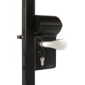 VALENTINO - Surface mounted battery powered code lock for Square 4" to 4-3/4" profiles in 9005 with 3006C - Aluminium handle pair & VCA - Keyed to differ