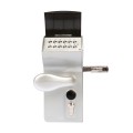 VALENTINO - Surface mounted battery powered code lock for Square 4" to 4-3/4" profiles in SILV with 3006CR - Aluminum handles (Free Exit) & VCA - Keyed to differ