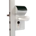 VALENTINO - Surface mounted battery powered code lock for Square 1-1/2" to 2-1/2" profiles in SILV with 3006CR - Aluminum handles (Free Exit) & VCA - Keyed to differ