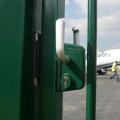 Surface mounted sliding gate lock for Square 2-1/2" profiles in RAL 9005 with 3006S - Reinforced aluminum handle pair & Cylinder: VSZ - Keyed to differ