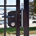 Surface mounted US Mortise cylinder gate lock (USA) for Square 1-1/2" to 2" profiles in 9005 with 3006B - Black anodised aluminum & GMA