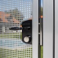Surface mounted US Mortise cylinder gate lock (USA) for Square 7/8" to 1-1/4" profiles in 9005 with 3006B - Black anodised aluminum & GMA