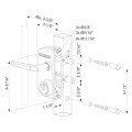 Surface mounted US Mortise cylinder gate lock (USA) for Square 2-1/2" to 2-3/4" profiles in 9005 with 3006B - Black anodised aluminum & VMZ