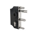 Locinox Small Surface-Mounted Ornamental Gate Lock with Zamac Handle Set for 1-1/2" to 2" Square Profiles (RAL 9005 Jet Black) - LAKY40F2LVCAFA-9005