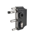 Locinox Small Surface-Mounted Ornamental Gate Lock with Zamac Handle Set for 1-1/2" to 2" Square Profiles (RAL 9005 Jet Black) - LAKY40F2LVCAFA-9005