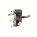 Locinox Surface-Mounted US Mortise Cylinder Gate Lock with Aluminum Handle for 1-1/2" to 2" Square Profiles (RAL 9005 Jet Black, Keyed Alike) - LUKY40J5LGMAB-9005