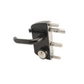 Locinox Surface-Mounted US Mortise Cylinder Gate Lock with Aluminum Handle for 1-1/2" to 2" Square Profiles (RAL 9005 Jet Black, Keyed Alike) - LUKY40J5LGMAB-9005
