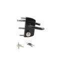 Locinox Surface-Mounted US Mortise Cylinder Gate Lock with Aluminum Handle for 1-1/2" to 2" Square Profiles (RAL 9005 Jet Black, Keyed Alike) - LUKY40J5LGMAB-9005