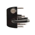 Locinox Surface-Mounted US Mortise Cylinder Gate Lock with Aluminum Handle for 2" to 2-3/8" Square Profiles (RAL 9005 Jet Black, Keyed Alike) - LUKY50J5LGMAB-9005 (Default)