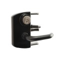 Locinox Surface-Mounted US Mortise Cylinder Gate Lock with Aluminum Handle for 2" to 2-3/8" Square Profiles (RAL 9005 Jet Black, Keyed Alike) - LUKY50J5LGMAB-9005 (Default)