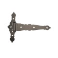 Nationwide 12" Zinc-Plated Ornamental T-Hinge Pair with 1 3/4" Lag Screws (Black) - NW38935Q
