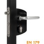 Locinox Surface-Mounted Anti-Panic Gate Lock for 2-1/2" to 3" Square Profiles (RAL 9010 Pure White) - LPKQ60U2LVSZZ-9010