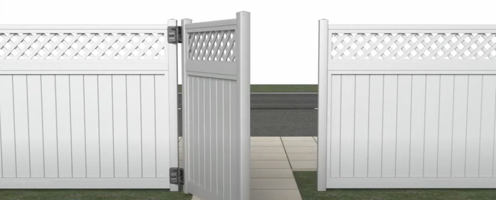 Natinonwide Hinges on White Vinyl Gate