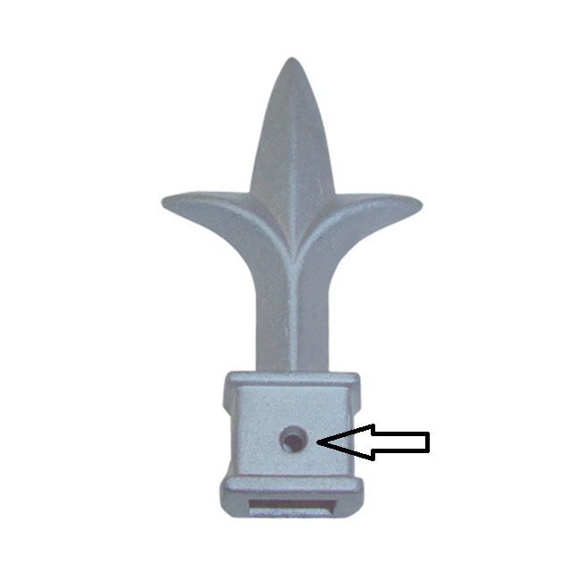 Triad finial with screw hole